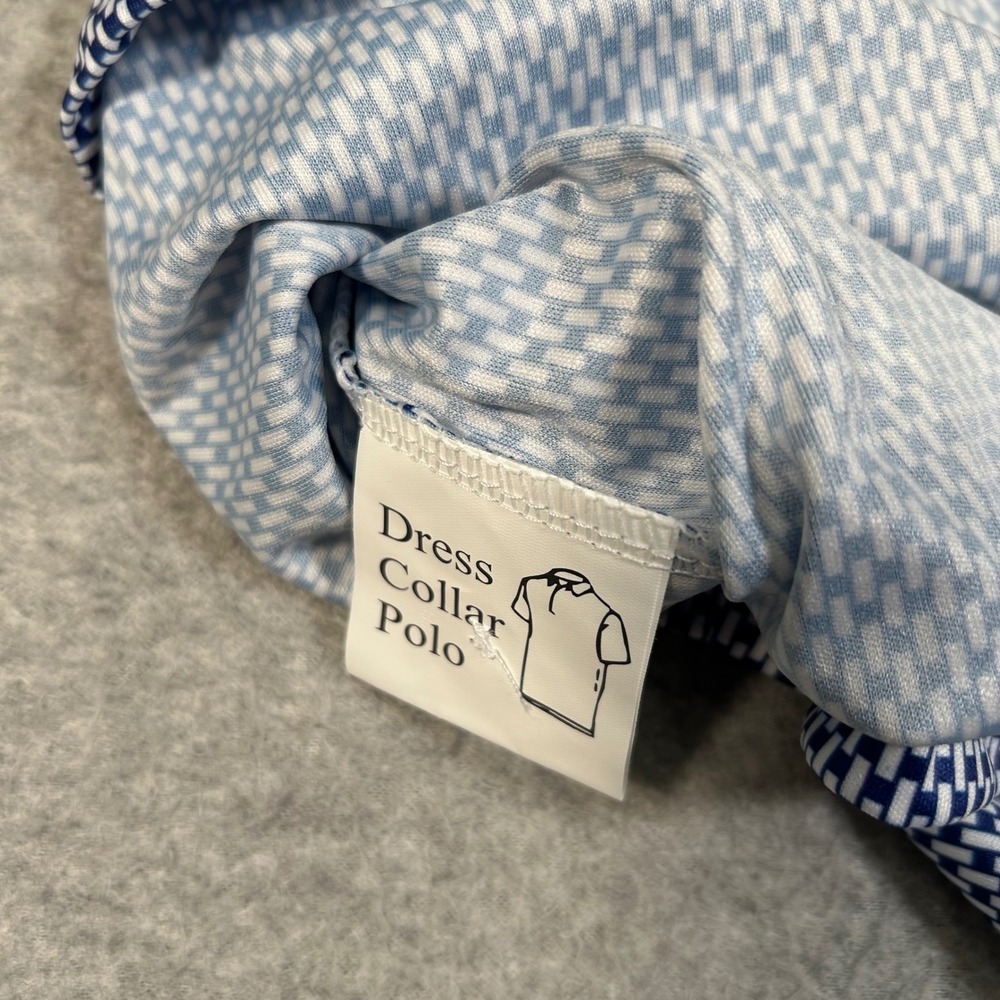 Collars & Co Polo Shirt Men M Blue‎ White Geometric Print Dress Collar NEW NWOT - Picture 5 of 7